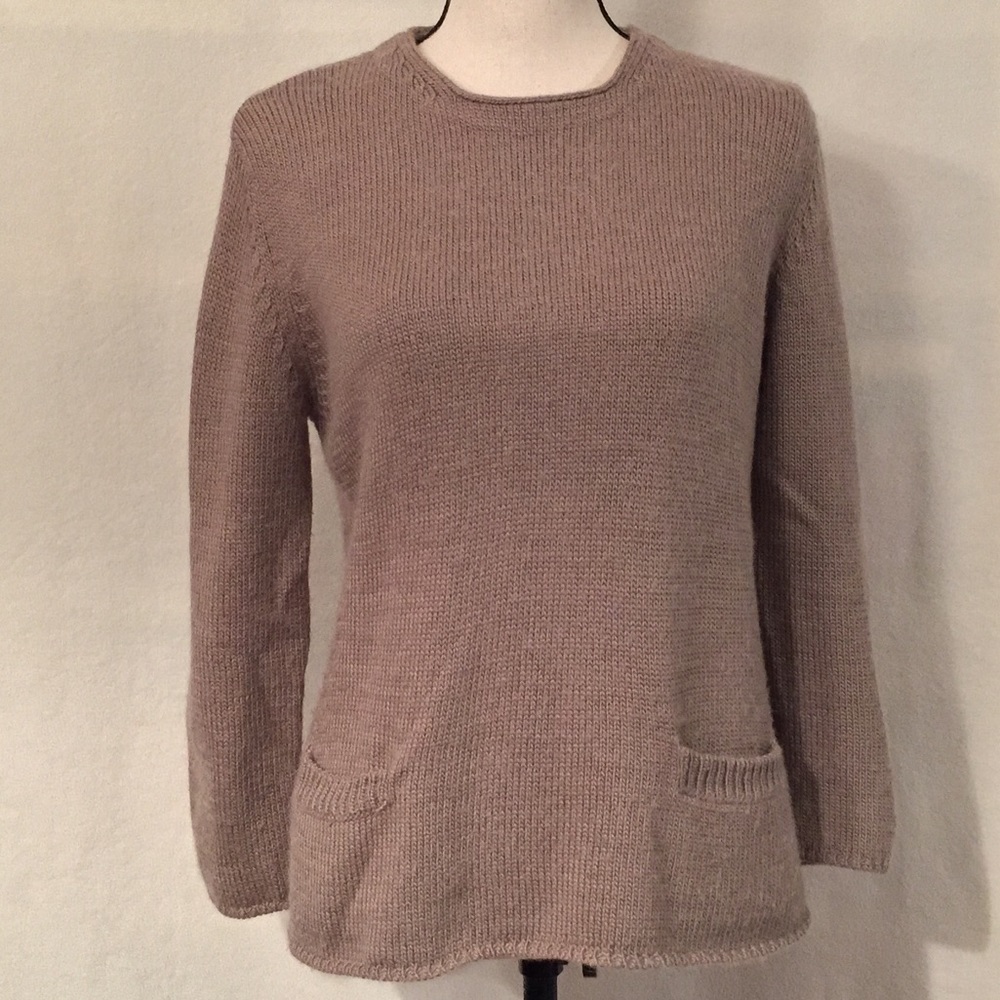 Daal light brown wool alpaca blend exposed zipper sweater